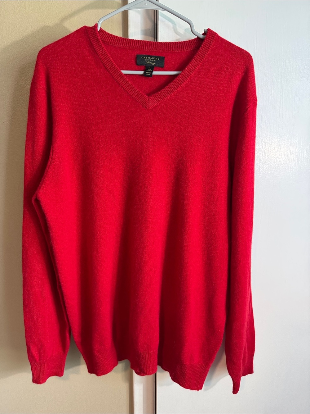 Club Room Luxury Collection 100% Cashmere V-Neck Sweater Men's Large Red